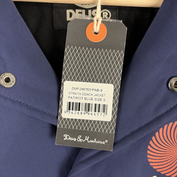Deus Ex Machina Strata Coach Jacket Mens Small Blue Japan Records Motorcycle NEW - Picture 5 of 8